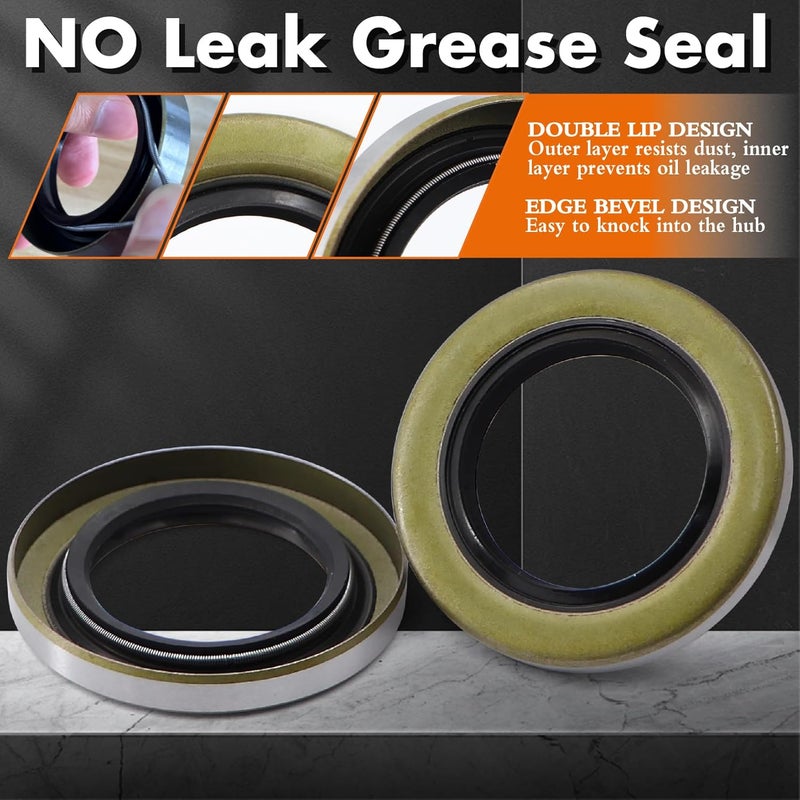 Jeemiter L44643 L44610 Trailer Bearing Kit for #91 Spindle - Fits 3500 lb Axles | 4 Sets Complete Hub Kit with 1.98" Seals, Dust Covers & Spindle Nuts - Image 2